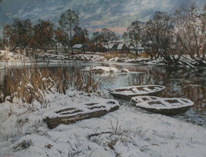 с лодками 2014г. х.м. 70х90
